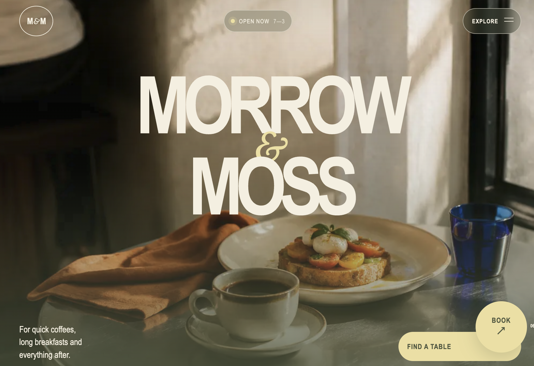 Morrow & Moss café website template preview
